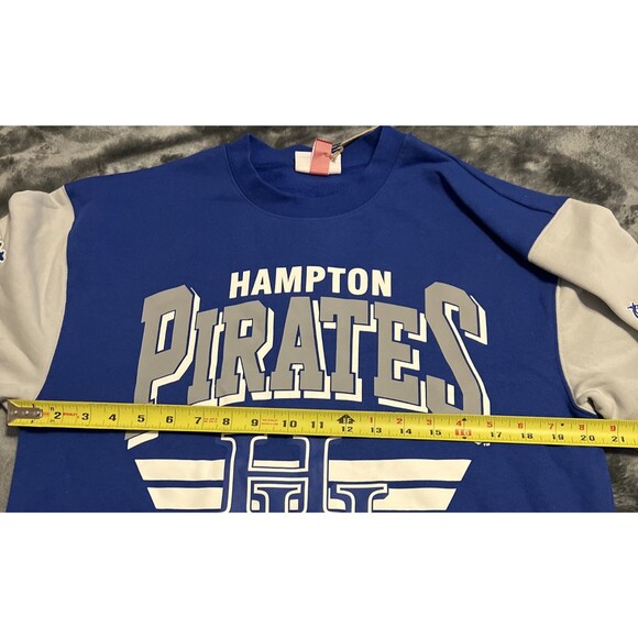 SMALL Men’s Mitchell & Ness Hampton Pirates  Blue White Sweatshirt - Picture 9 of 9